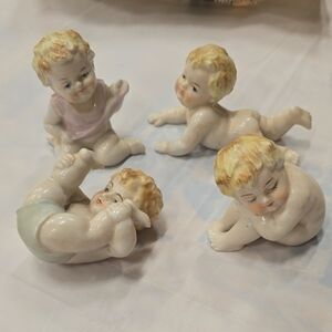 Vintage Bisque Piano Babies Japan Set Of 4 Porcelain